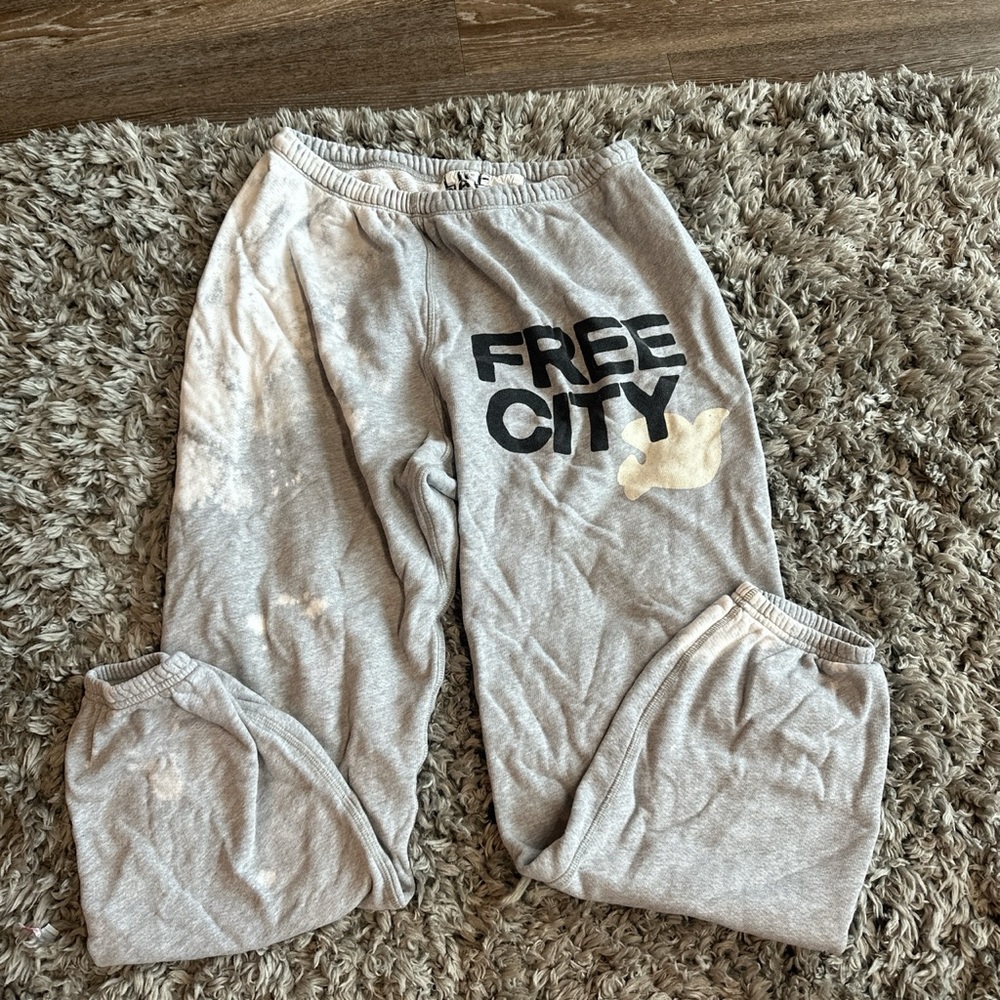 Free city distressed/bleached pants